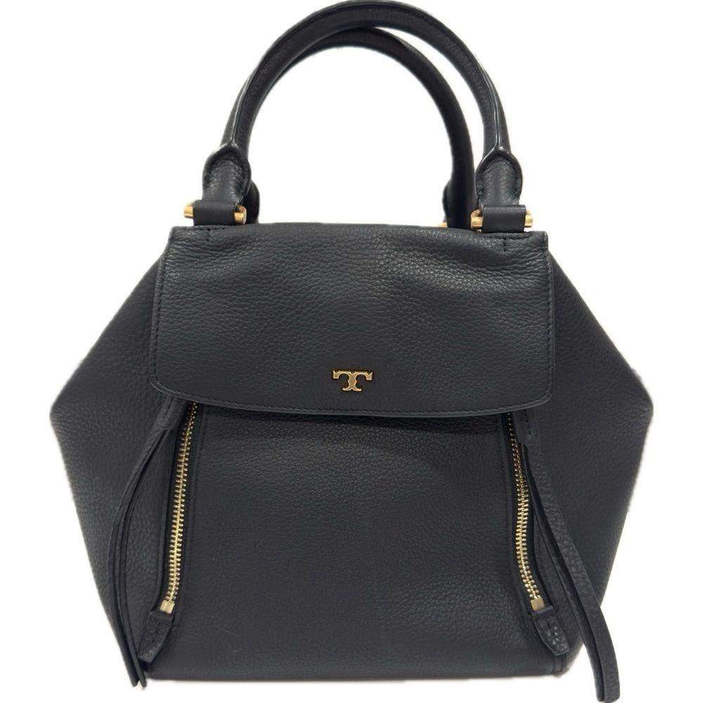 Tory Burch Half-Moon Leather Satchel Tote Handbag Purse Blue Convertible